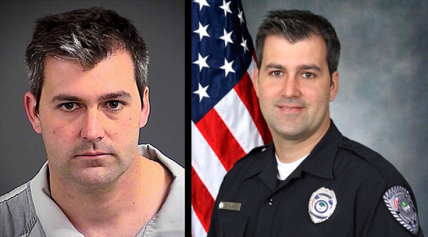 Former North Charleston, S.C., Police Officer Michael Slager is shown in a sheriff's department photo, left, and in an earlier police photo.
