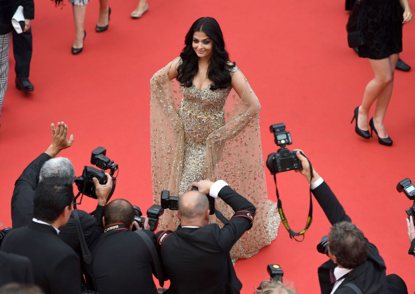 Aishwarya Rai poses for the cameras at the Cannes Film Festival premiere of "Ma Loute (Slack Bay)" on May 13.