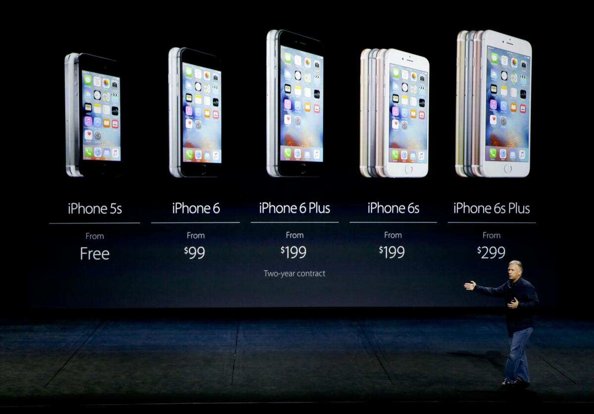 Phil Schiller, Apple's senior vice president of worldwide marketing, speaks at an iPhone event in 2015.