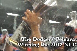 The Dodgers celebrate winning the 2017 NLCS