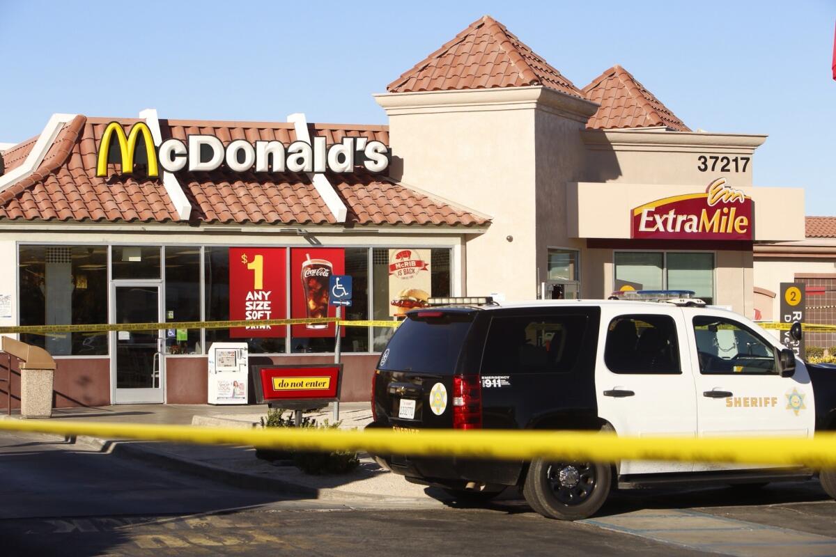 A man was shot to death inside a McDonald's restaurant in Palmdale while he was eating, authorities said.