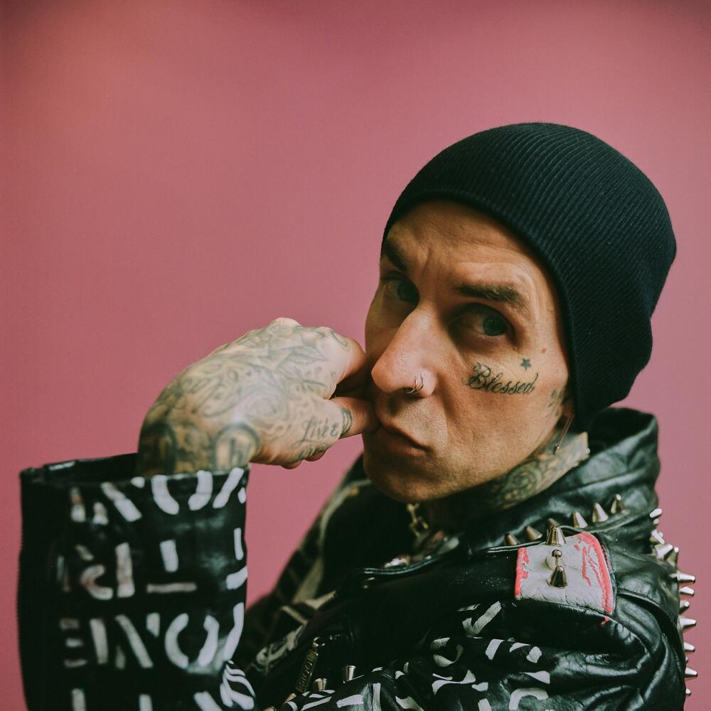 Travis Barker poses for a portrait at The O2 in London, UK on October 12, 2023.