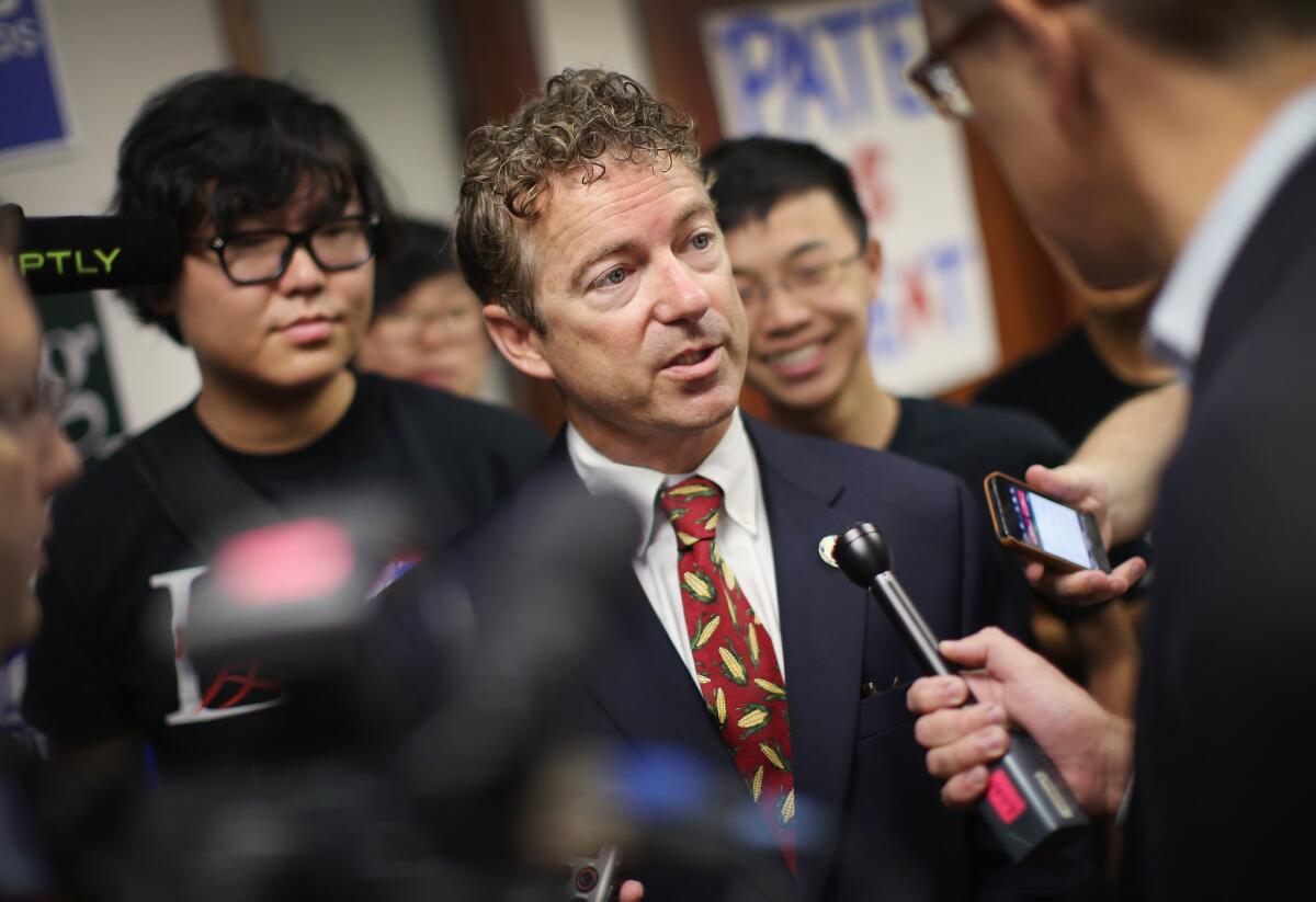Sen. Rand Paul (R-Ky.), seen here on a recent visit to Iowa, has ridden a wave of libertarian sentiment in the GOP that may now be waning.