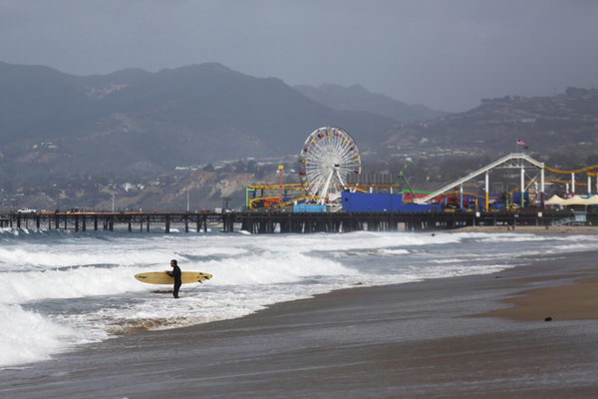 Santa Monica Beach seen from the end of Hollister Avenue on May 23.