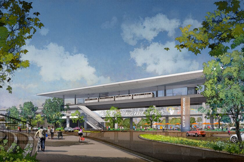 Artist rendering of the proposed Inglewood rail stop.