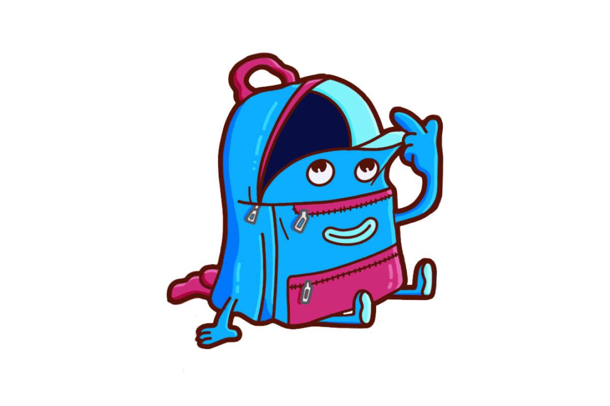 Illustration shows an empty backpack