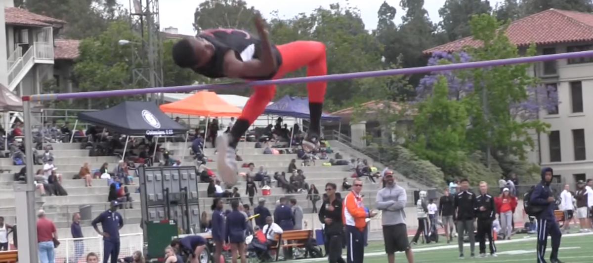 Earnie Sears of Alemany cleared 7 feet on Saturday to win the Division 3 high jump.