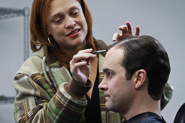 Makeup artist Kali Balugo creates a 1947 look for Gil McKinney, an actor for the motion-capture video game L.A. Noire.