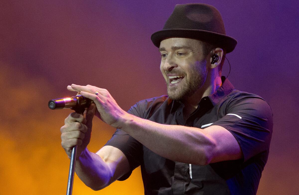 Justin Timberlake performs at the Wireless Festival in London.