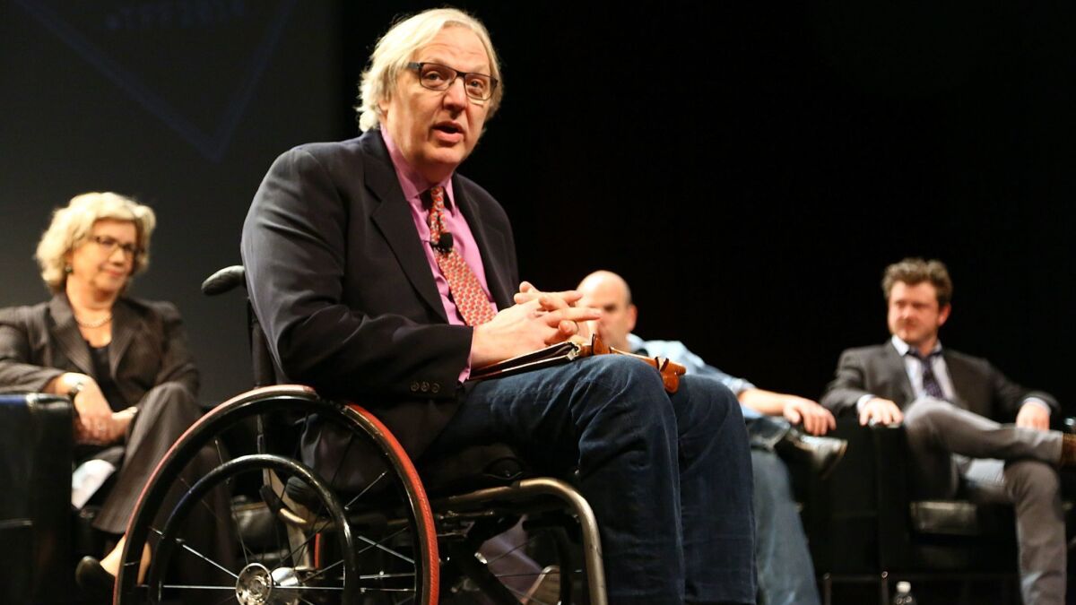 John Hockenberry on stage at the 2014 Tribeca Film Festival in New York.