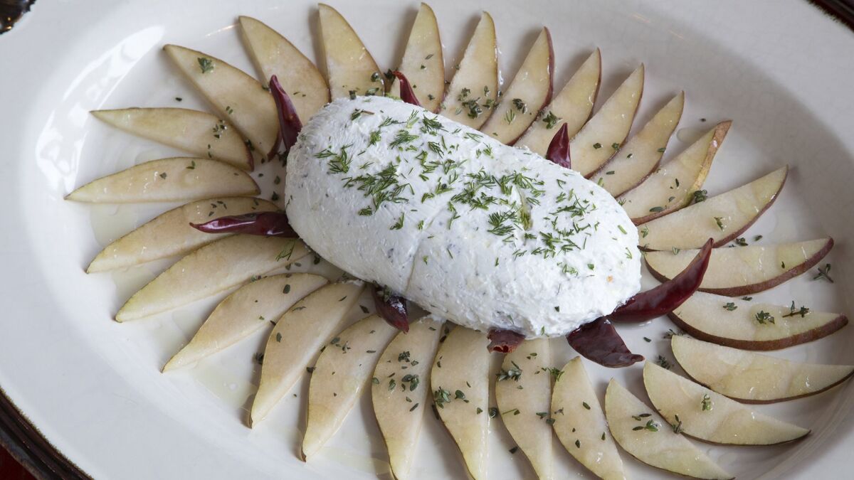 Mediterranean Yogurt Cheese With Pears, prepared by Ron Oliver.