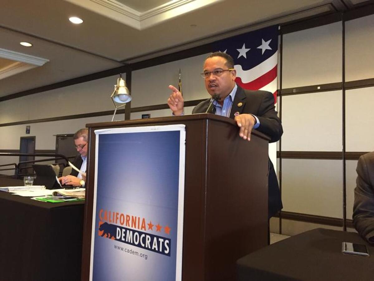 Rep. Keith Ellison (D-Minn.) speaking at a Democratic conference in San Diego earlier this year.