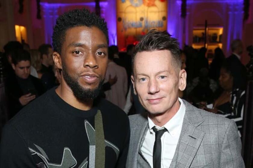 LOS ANGELES, CA - FEBRUARY 17: Chadwick Boseman (L) and GQ Editor-in-cheif Jim Nelson attend the 2018 GQ All Star Party at Nomad Los Angeles on February 17, 2018 in Los Angeles, California. (Photo by Phillip Faraone/Getty Images for GQ) ** OUTS - ELSENT, FPG, CM - OUTS * NM, PH, VA if sourced by CT, LA or MoD **