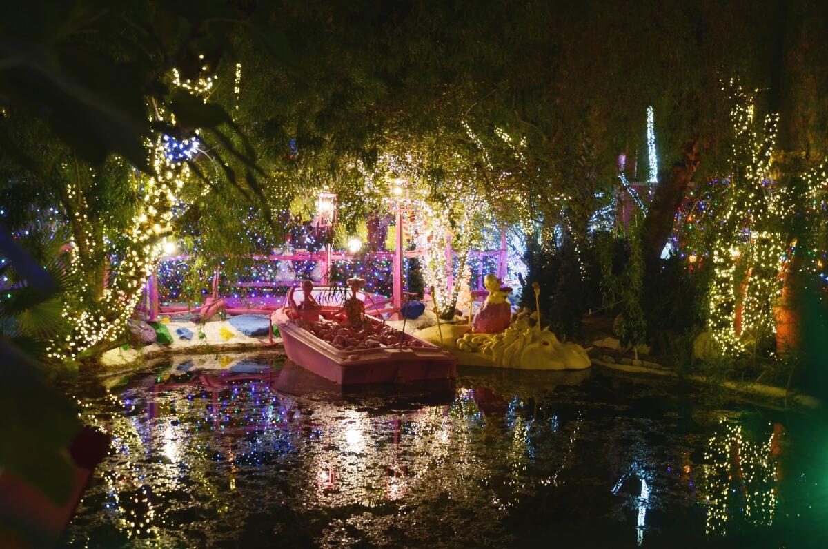 The Robolights yard includes a pond.