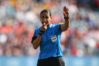KANSAS CITY, KS - JULY 26: Referee Christina Unkel during the 2018 Tournament Of Nations women match.
