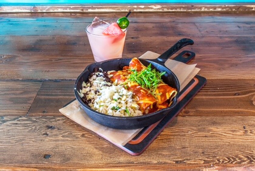 Breakfast enchiladas at The Duck Dive.