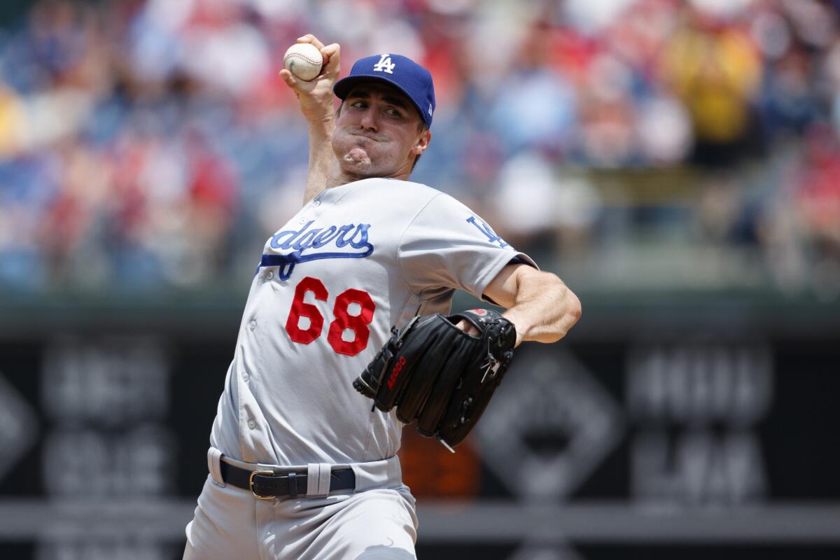 Dodgers' Ross Stripling pitches against the Philadelphia Phillies on July 18.