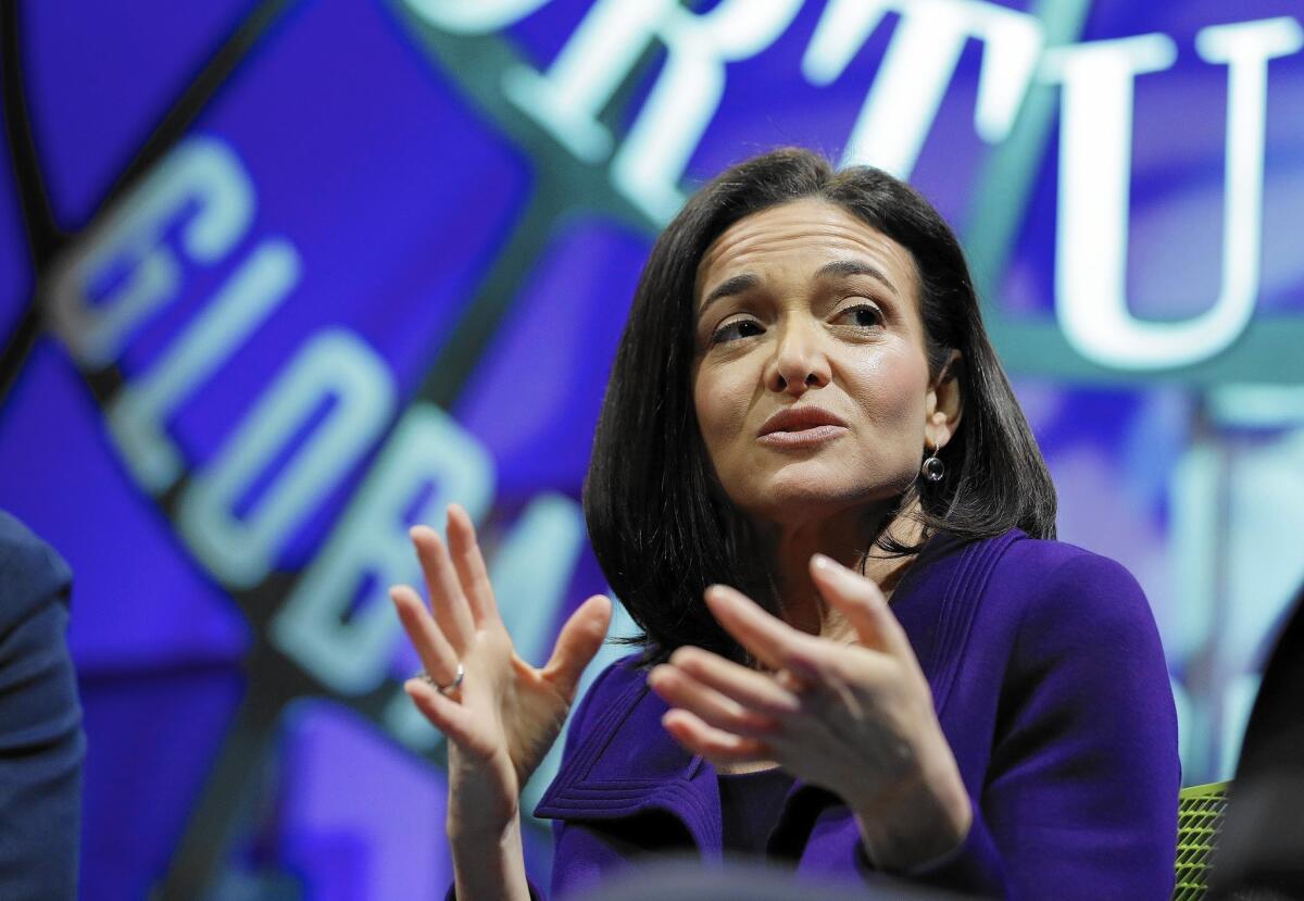 Facebook's chief operating officer Sheryl Sandberg during a discussion called The Now and Future of Mobile in San Francisco on Nov. 3, 2015.