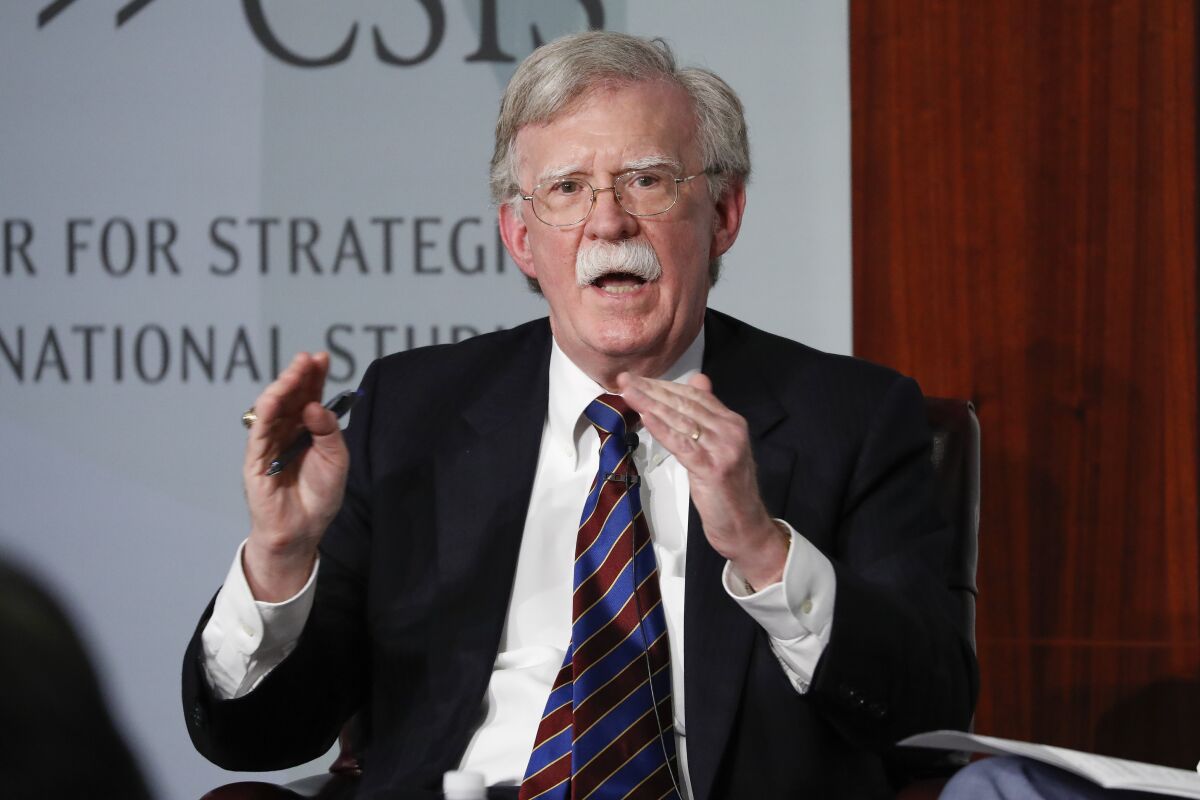 John Bolton, fired less than a month ago, discusses North Korea and other issues at the Center for Strategic and International Studies in Washington. 