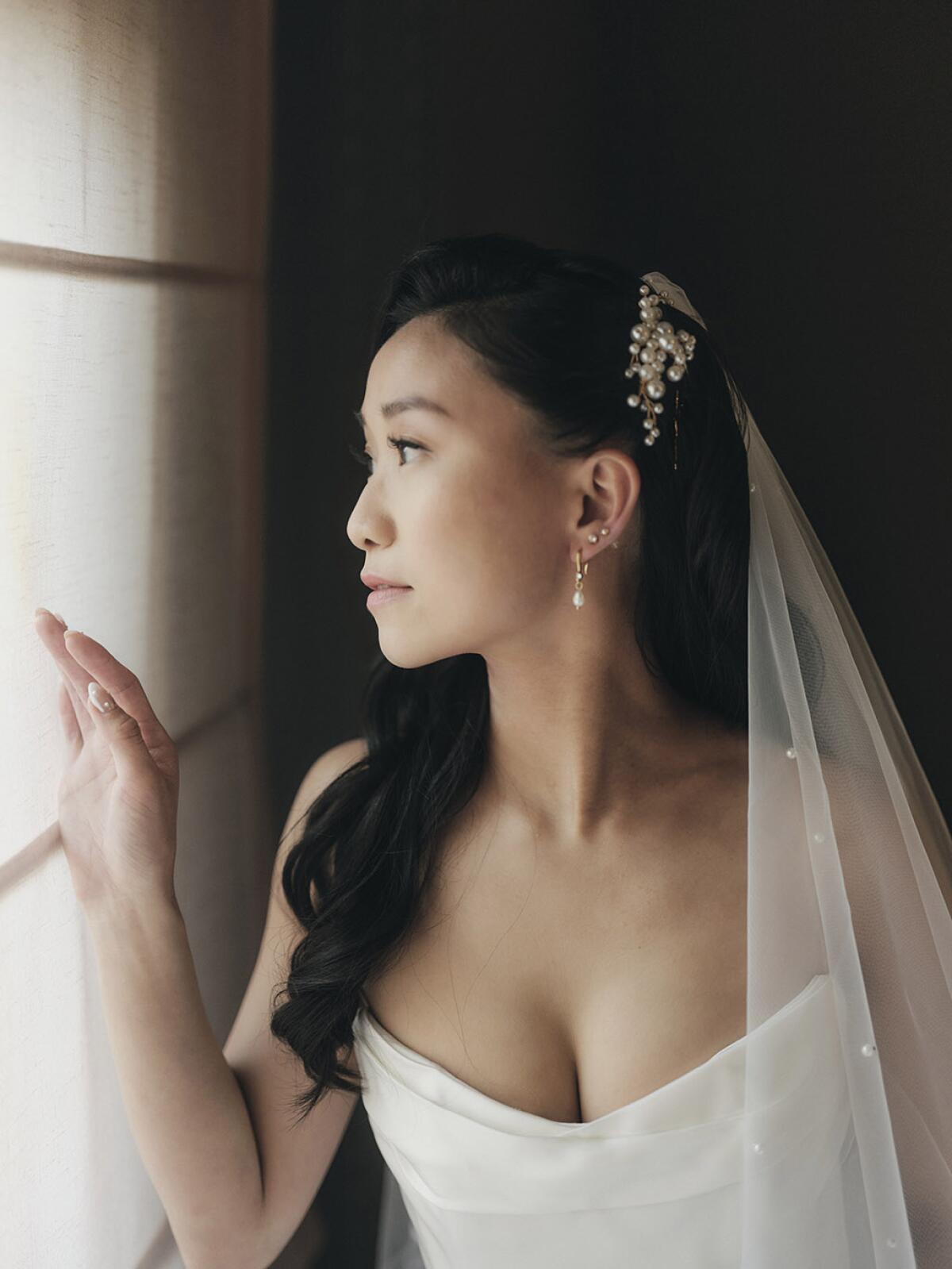 A bride looking beautiful thanks to plenty of hydration.