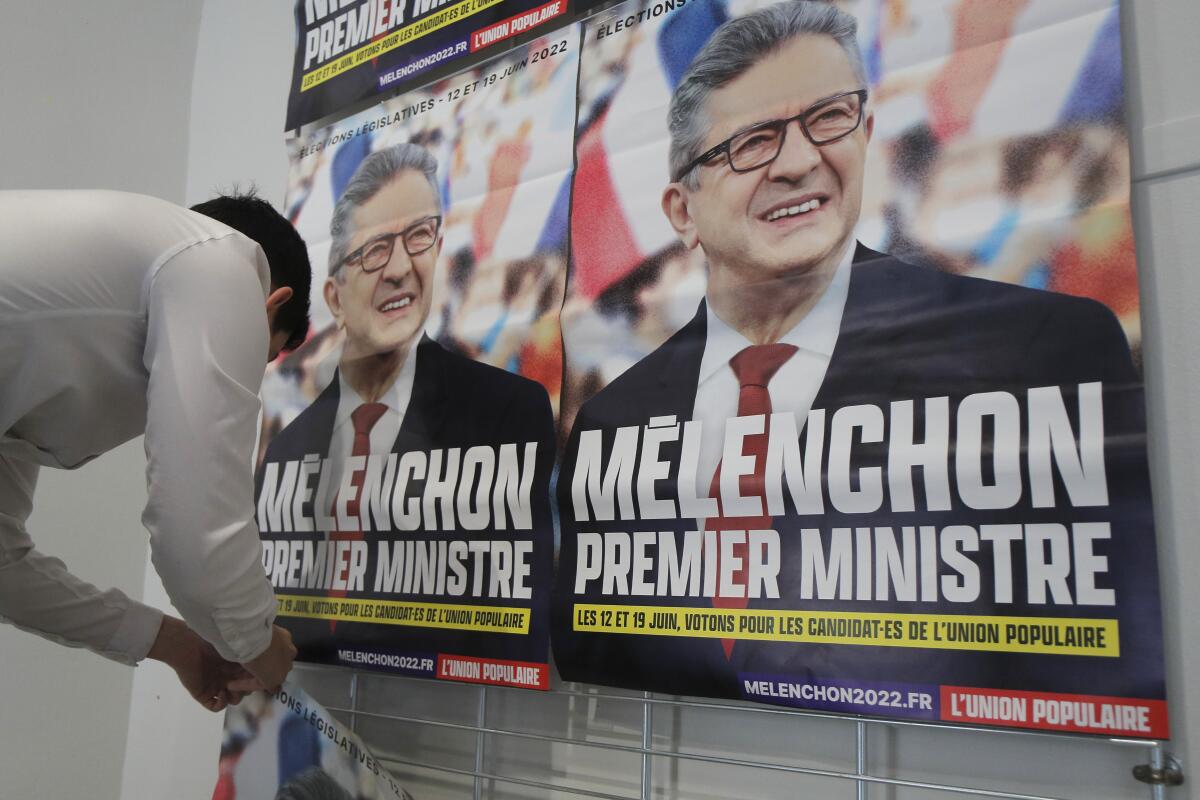 A campaign poster reads "Melenchon Prime Minister."