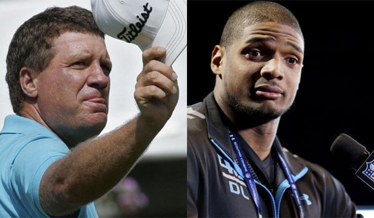 Golfer Steve Elkington, left, tweeted some controversial comments about NFL prospect Michael Sam on Tuesday.