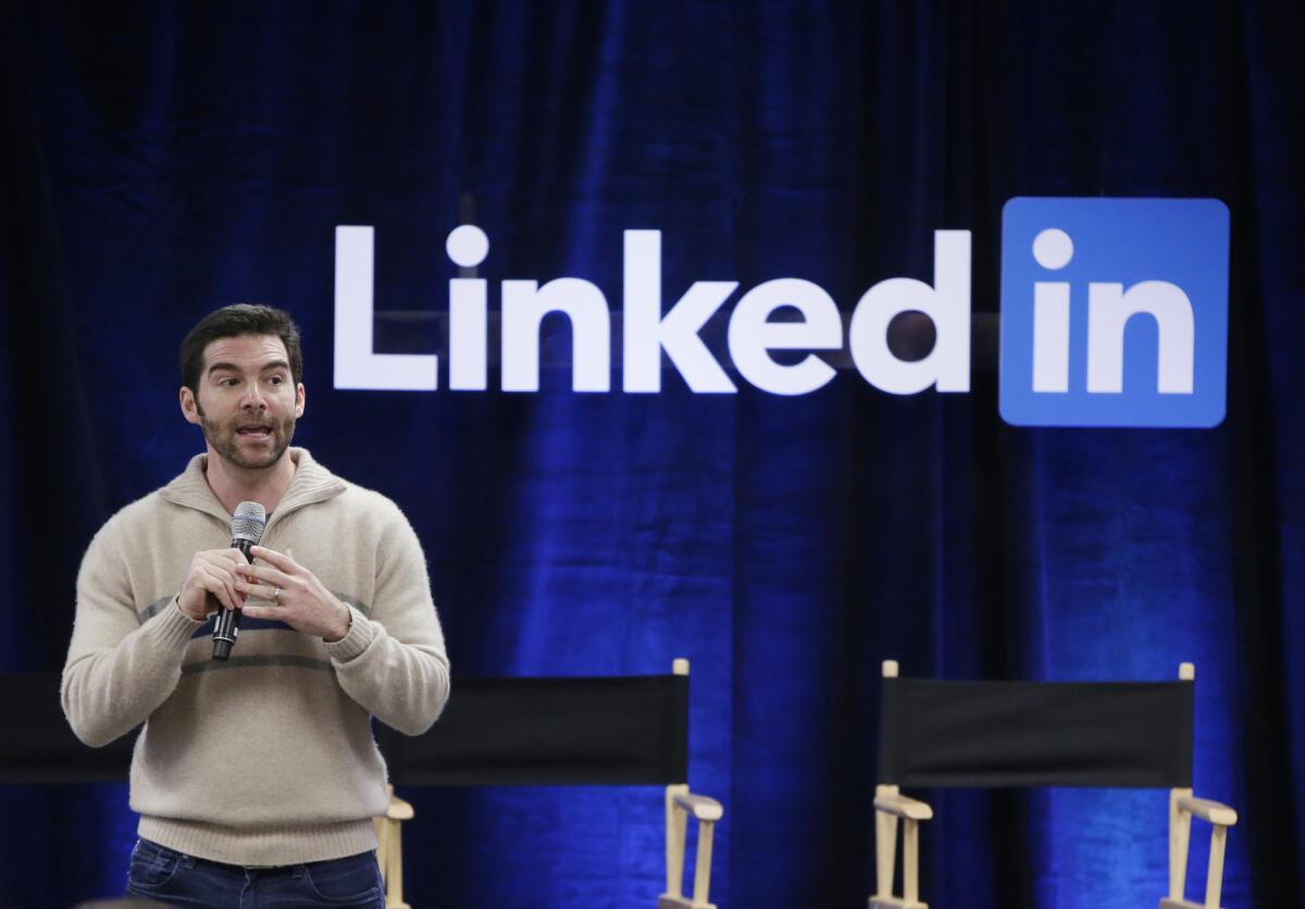 LinkedIn thanked the FBI Wednesday for the agency's efforts in tracking down a hacker suspected of compromising the company's user information. Above, LinkedIn CEO Jeff Weiner in 2014.