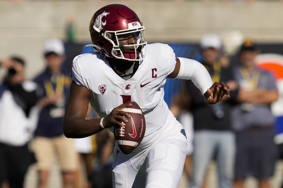Washington State quarterback Cameron Ward is among the players USC could target in the transfer portal.