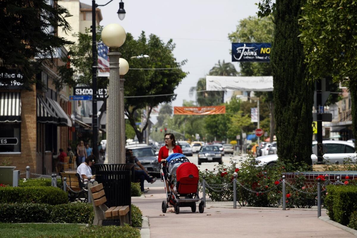 The city of Orange's pedestrian-friendly district attracts locals as well as visitors.