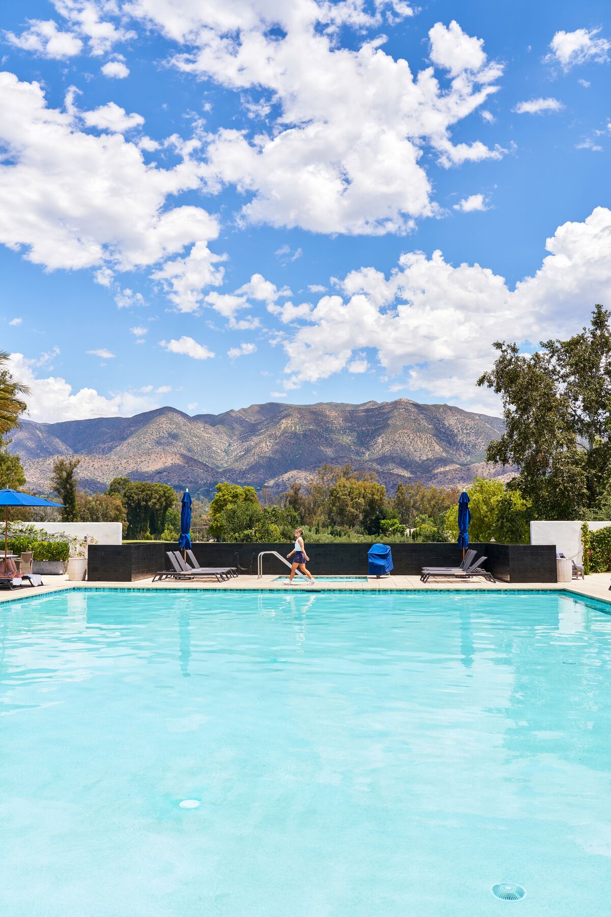 A view of the mountains from the pool at the Ojai Valley Inn, in Ojai, Calif.