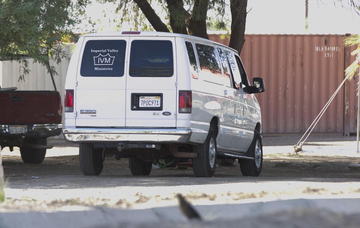 An Imperial Valley Ministries van is parked at one of its group homes located on Low Road in El Centro.