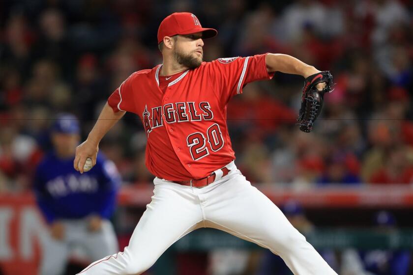 ANAHEIM, CA - APRIL 11: Bud Norris #20 of the Los Angeles Angels of Anaheim pitches during the seventh inning of a game against the Texas Rangers at Angel Stadium of Anaheim on April 11, 2017 in Anaheim, California. (Photo by Sean M. Haffey/Getty Images) ** OUTS - ELSENT, FPG, CM - OUTS * NM, PH, VA if sourced by CT, LA or MoD **