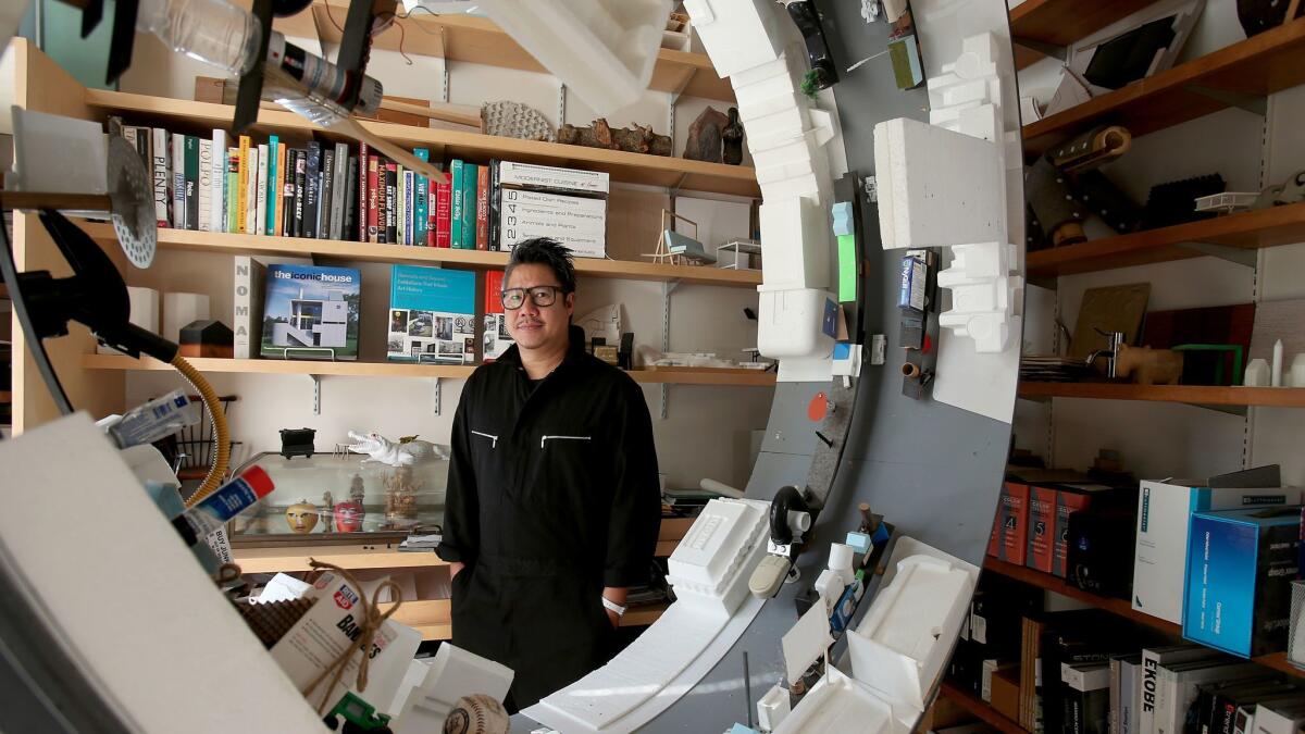 Kulapat Yantrasast, founder of the architecture firm Why in his Culver City studio.