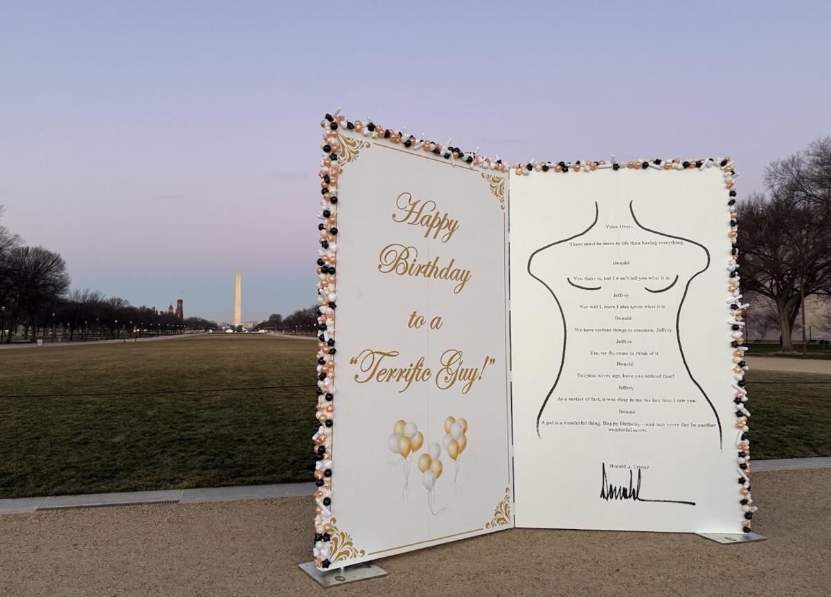A giant sculpture of a birthday card on the National Mall.