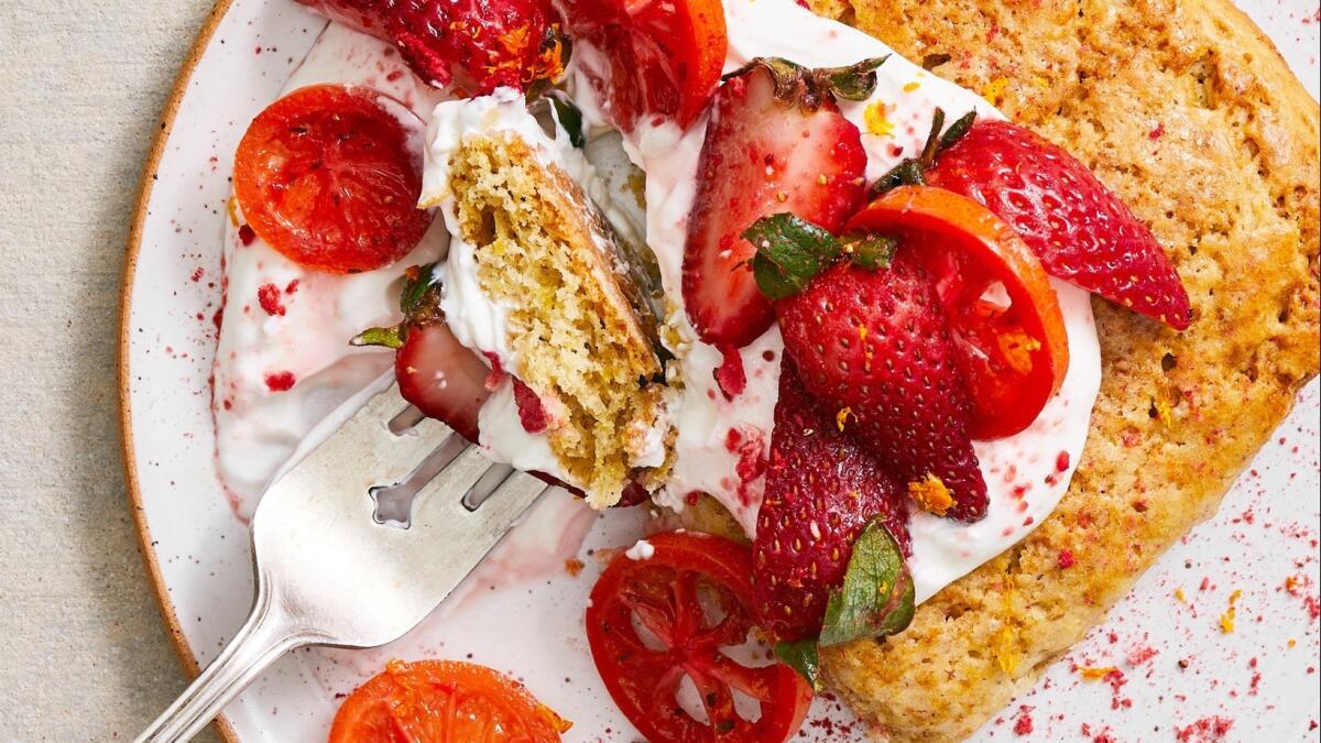 Rye flour flavors buttery biscuits in this version of strawberry shortcakes.