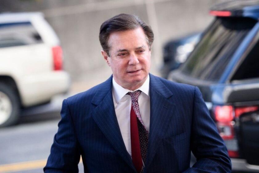 (FILES) In this file photo taken on June 15, 2018 Paul Manafort arrives for a hearing at US District Court in Washington, DC. - US President Donald Trump's former campaign chief Paul Manafort faces potentially spending the rest of his life behind bars when a judge sentences him on March 7, 2019, for tax crimes and bank fraud. Manafort, who turns 70 in April, was convicted by a Virginia jury in August of five counts of filing false income tax returns, two counts of bank fraud and one count of failing to report a foreign bank account. (Photo by Brendan Smialowski / AFP)BRENDAN SMIALOWSKI/AFP/Getty Images ** OUTS - ELSENT, FPG, CM - OUTS * NM, PH, VA if sourced by CT, LA or MoD **
