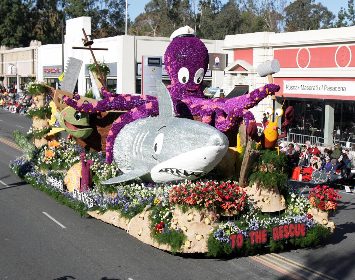 The La Ca-ada Flintridge float To The Rescue in the 2015 Rose Parade in Pasadena on Thursday, January 1, 2015.
