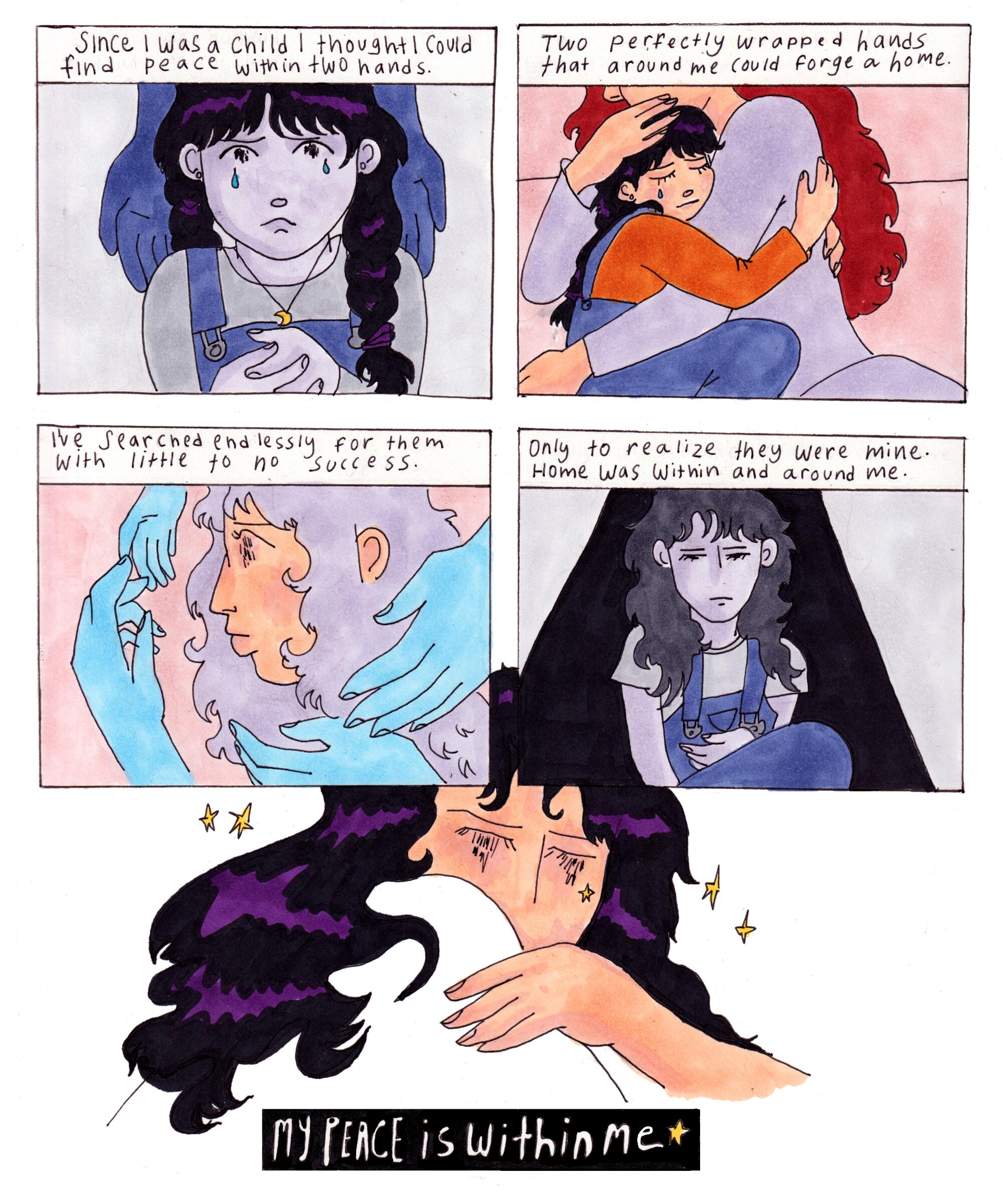 A hand-drawn comic about a sad little girl