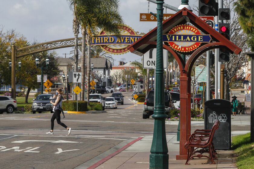 CHULA VISTA, CA - FEBRUARY 16: A street scene as part of the completed $14.1 million project along Third Avenue on Tuesday, Feb. 16, 2021 in Chula Vista, CA. (Eduardo Contreras / The San Diego Union-Tribune)