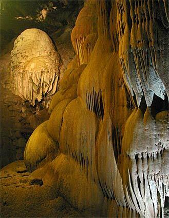 Moaning Cavern, Vallecito, Calif. In the hot summer months, everyone goes to the beach or the mountains. Few people think to go underground. Far, far underground. This is one of California's largest caves and drops visitors 272 feet below the earth's surface.