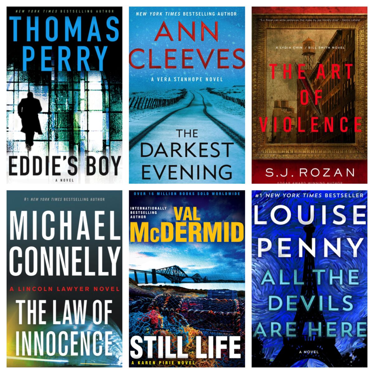 Book covers of some of the best crime-series novels of fall 2020