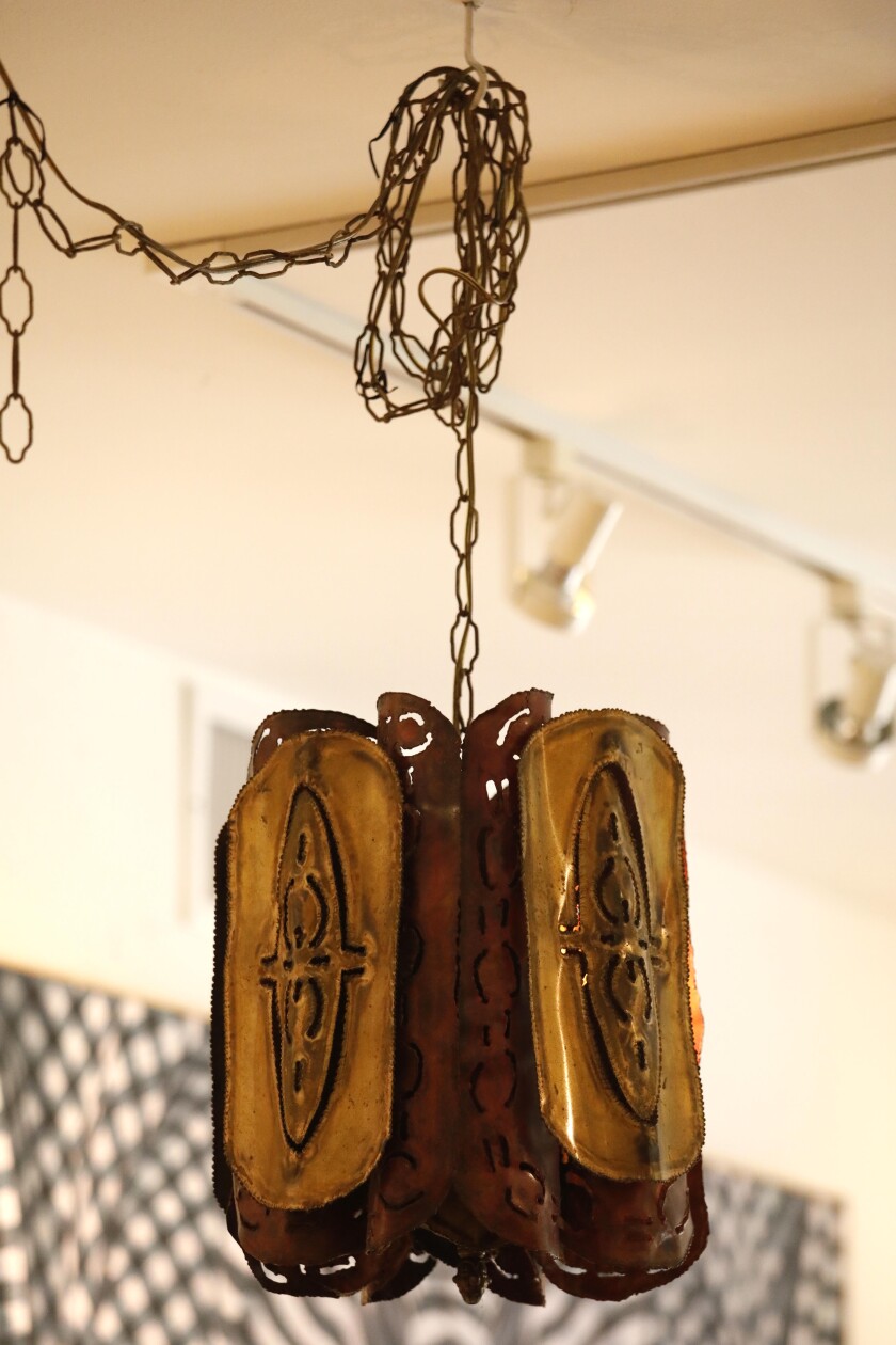A metal lamp at Davis & Taft, Santa Barbara.