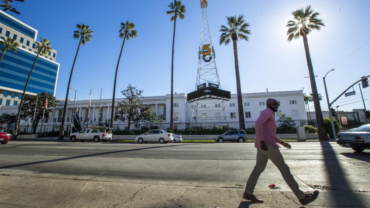 Exterior view of Sunset Bronson Studios, home of KTLA-TV. Nexstar Media Group Inc. has agreed to buy Tribune Media Co. in a $4.1-billion deal.