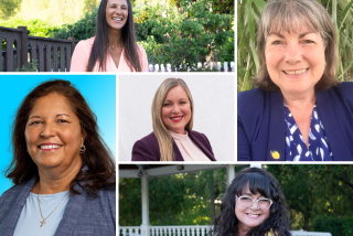 Clockwise from left to right: Stephanie Klein, Jennifer Mendoza, Jessyka Heredia, Blanca Lopez-Brown and Alysson Snow (center)