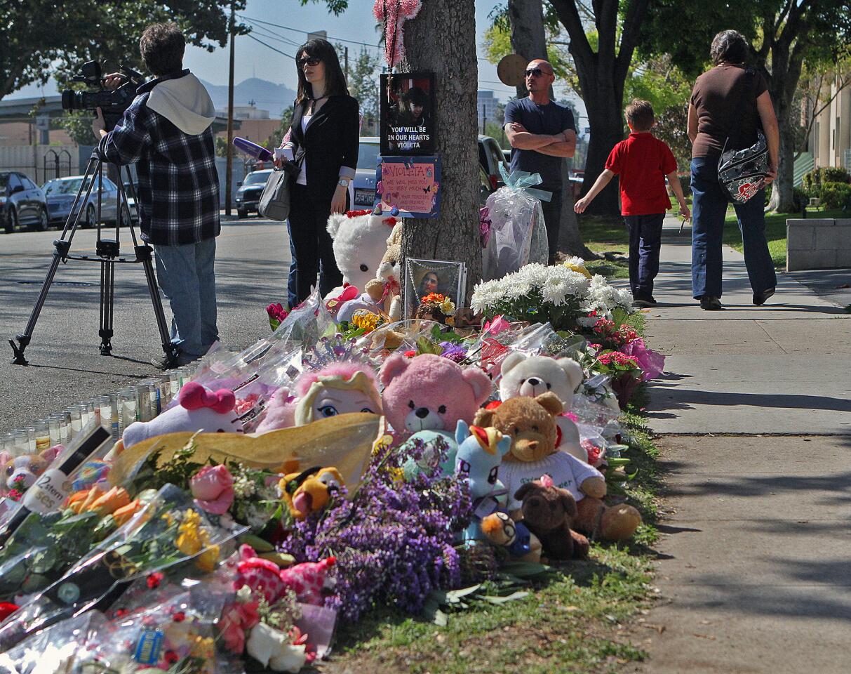 Photo Gallery: Roadside memorial for 4-year-old Violeta Khachaturyan fatally struck by oncoming vehicle