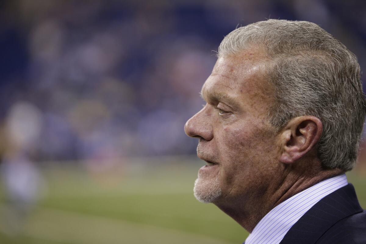 Indianapolis Colts owner Jim Irsay before a preseason NFL game on Aug. 23.