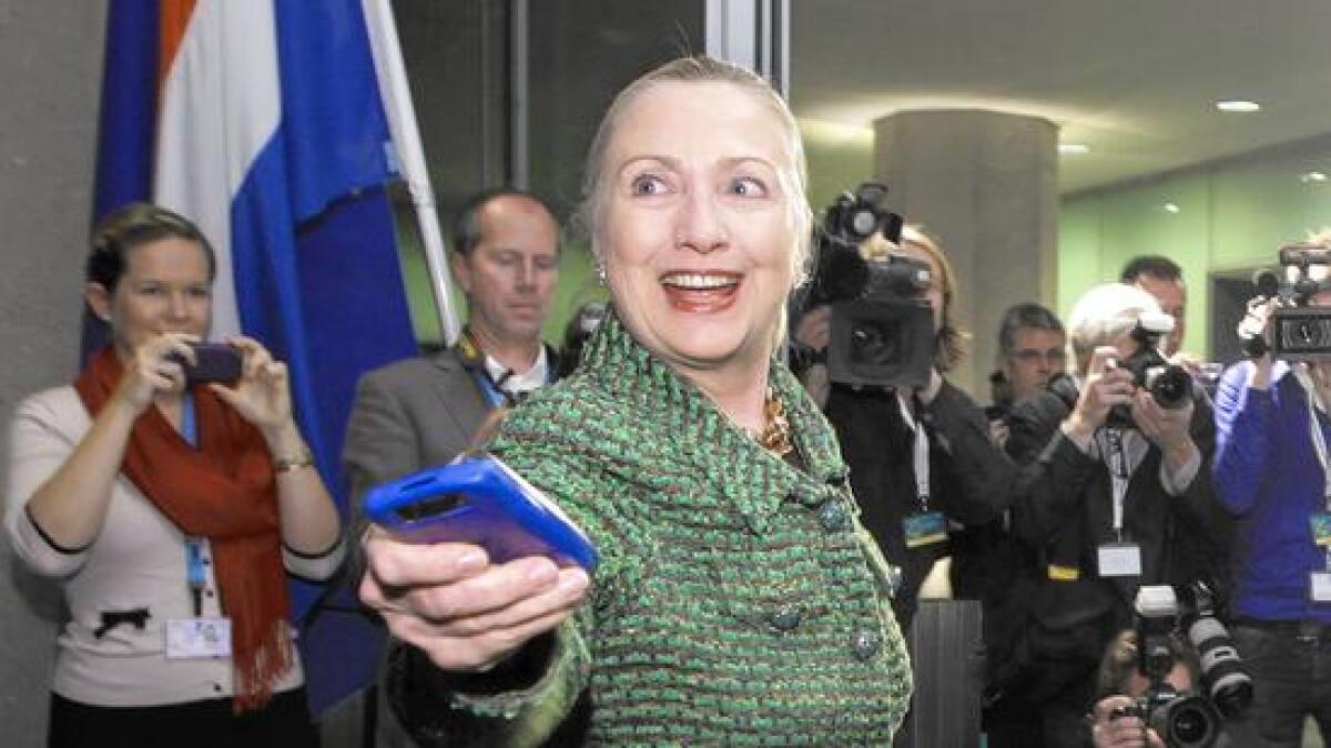 Then-Secretary of State Hillary Rodham Clinton in The Hague in 2011.