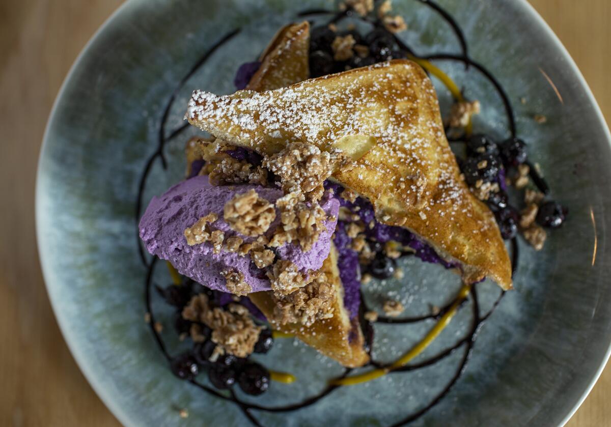 Ube French toast, pictured at the Toast Kitchen & Bakery in Tustin on Wednesday, Nov. 30.