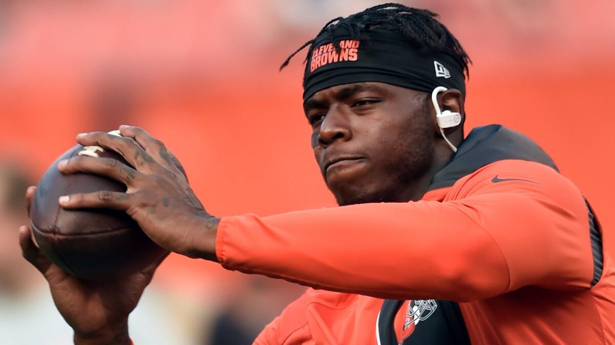 Cleveland Browns wide receiver Josh Gordon warms up before a preseason game against the Chicago Bears on Sept. 1, 2016.