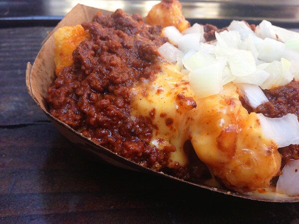 The chili cheese tots from Dog Haus in Pasadena.